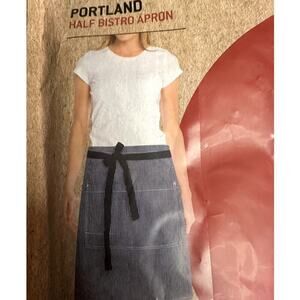 Chef Works Urban Collection Navy Stripe Half Bistro Apron NIP